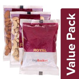 Almond Californian Jumbo 100g+Cashew Whole Medium W240 100g+Walnut Kernels 100g, Combo