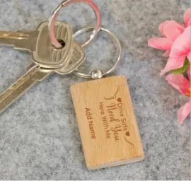 photo engraved wooden keychain
