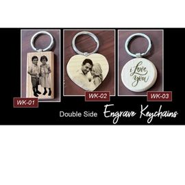 photo engraved wooden keychain
