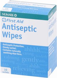 NUMARK first aid antiseptic wipes  10