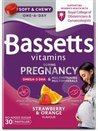 BASSETTS VITAMINS multivitamin & mineral pastilles pregnancy omega-3 DHA, strawberry & orange  30