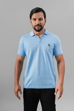 classic cotton polo T-shirt - blue