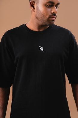 Black -cotton Solid oversized T-shirt