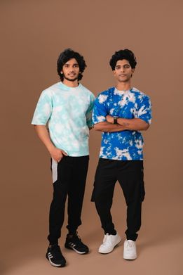 Blue-Acid Wash Oversized T-Shirt