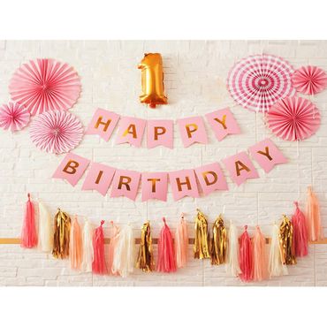 Amfin 1st Birthday Decoration Combo Pack of 4 - Blue