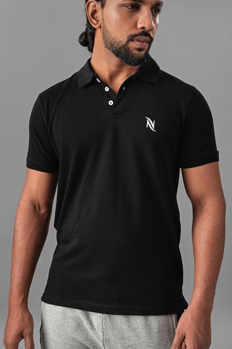 Classic Cotton Polo T-shirt - Black