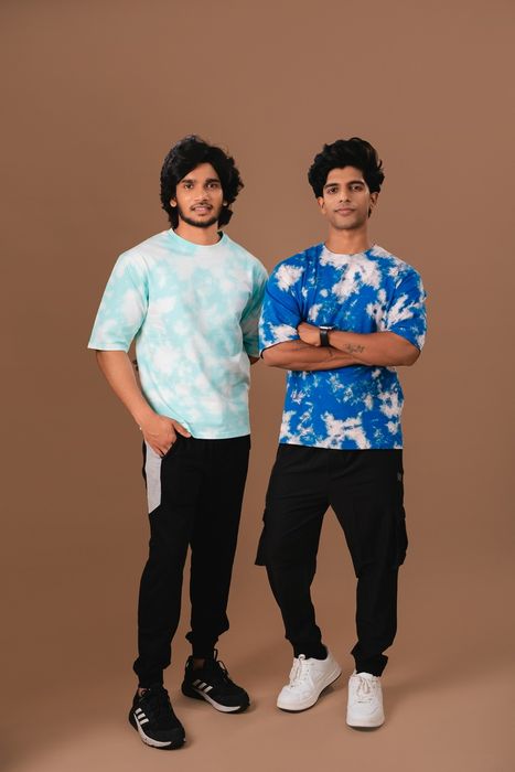 Blue-Acid Wash Oversized T-Shirt
