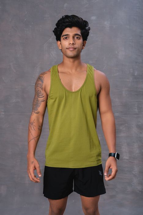 Cotton Men's T-shirt-Olive Green