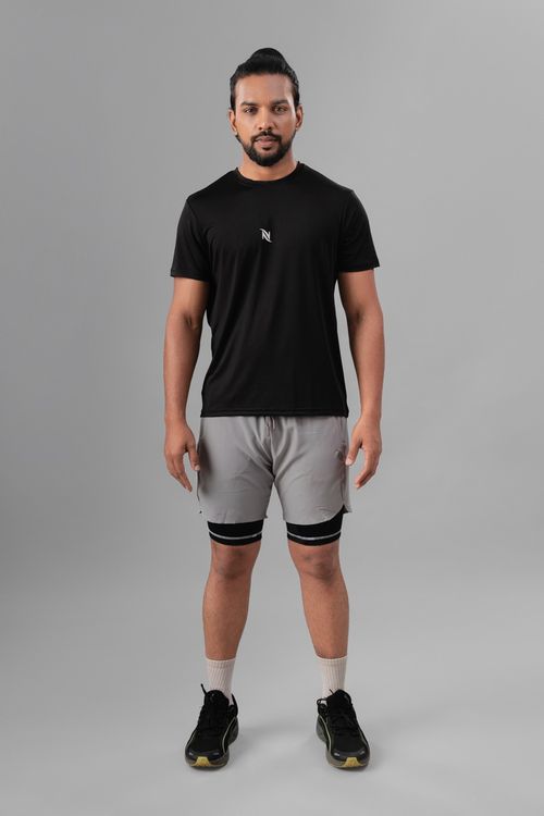 Men's 2 in 1 Running Shorts -Grey