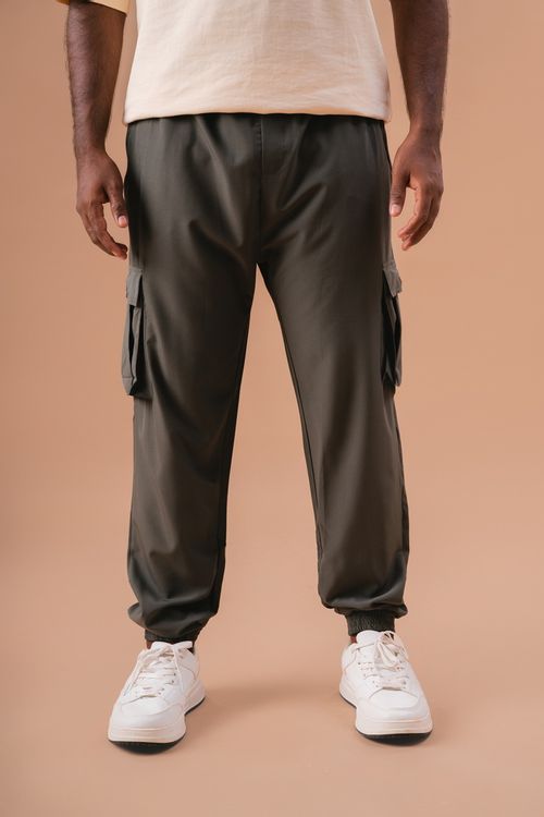 Men's Cargo Joggers-Grey