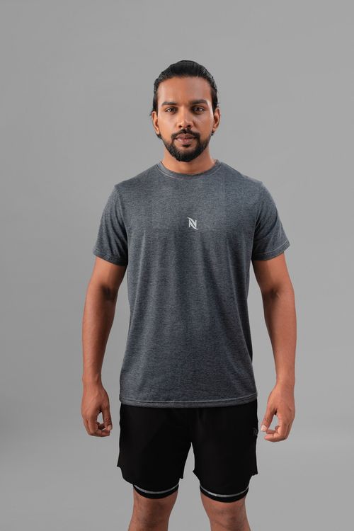 Polyester Crew Neck T-Shirt -Grey