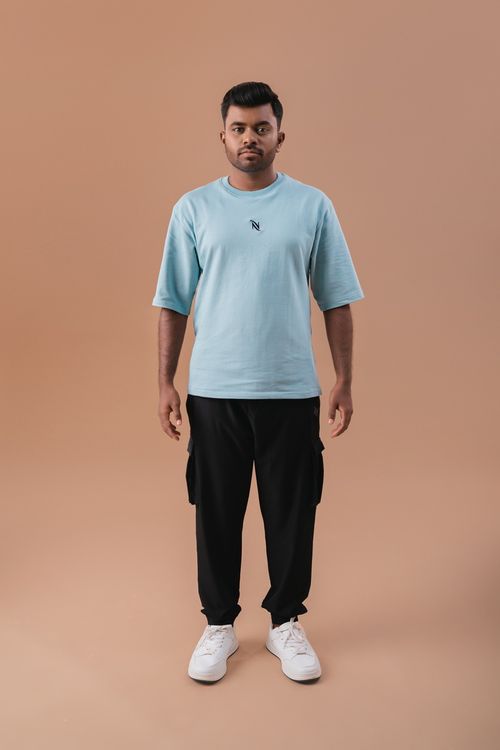 Green Cotton Solid Black Over Sized T-Shirt