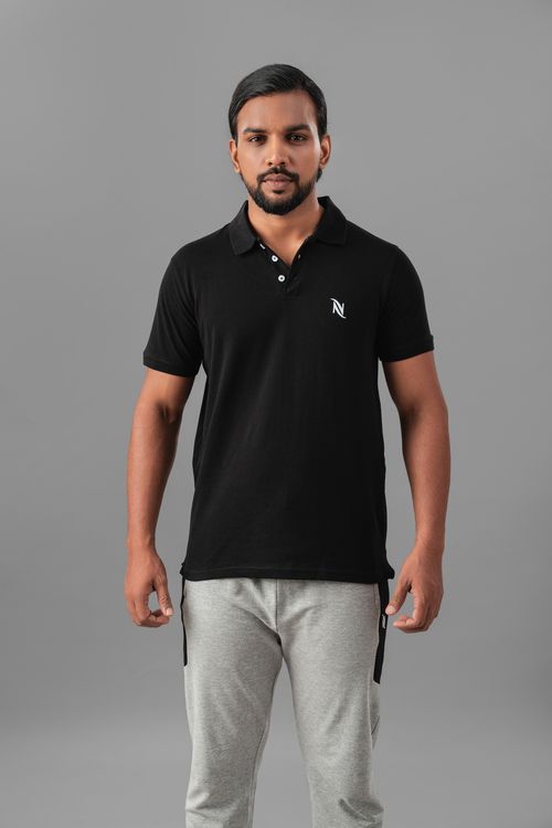 Classic Cotton Polo T-shirt - Black