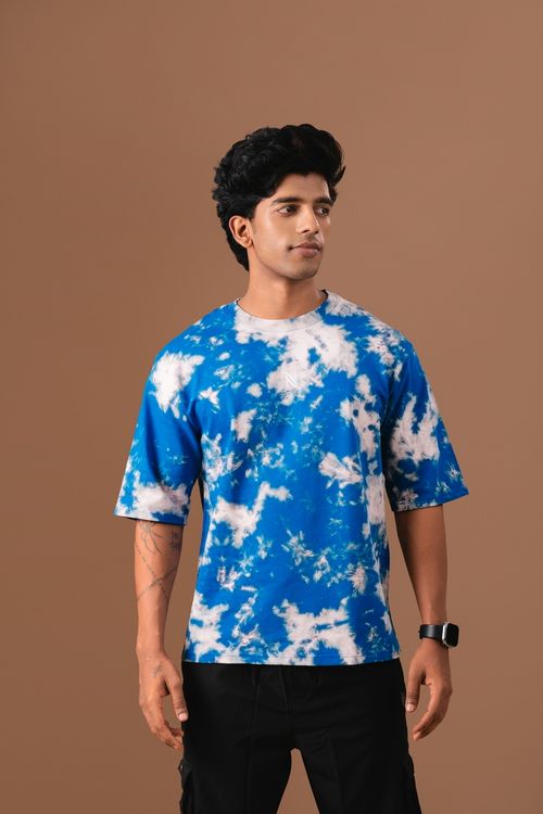 Blue-Acid Wash Oversized T-Shirt